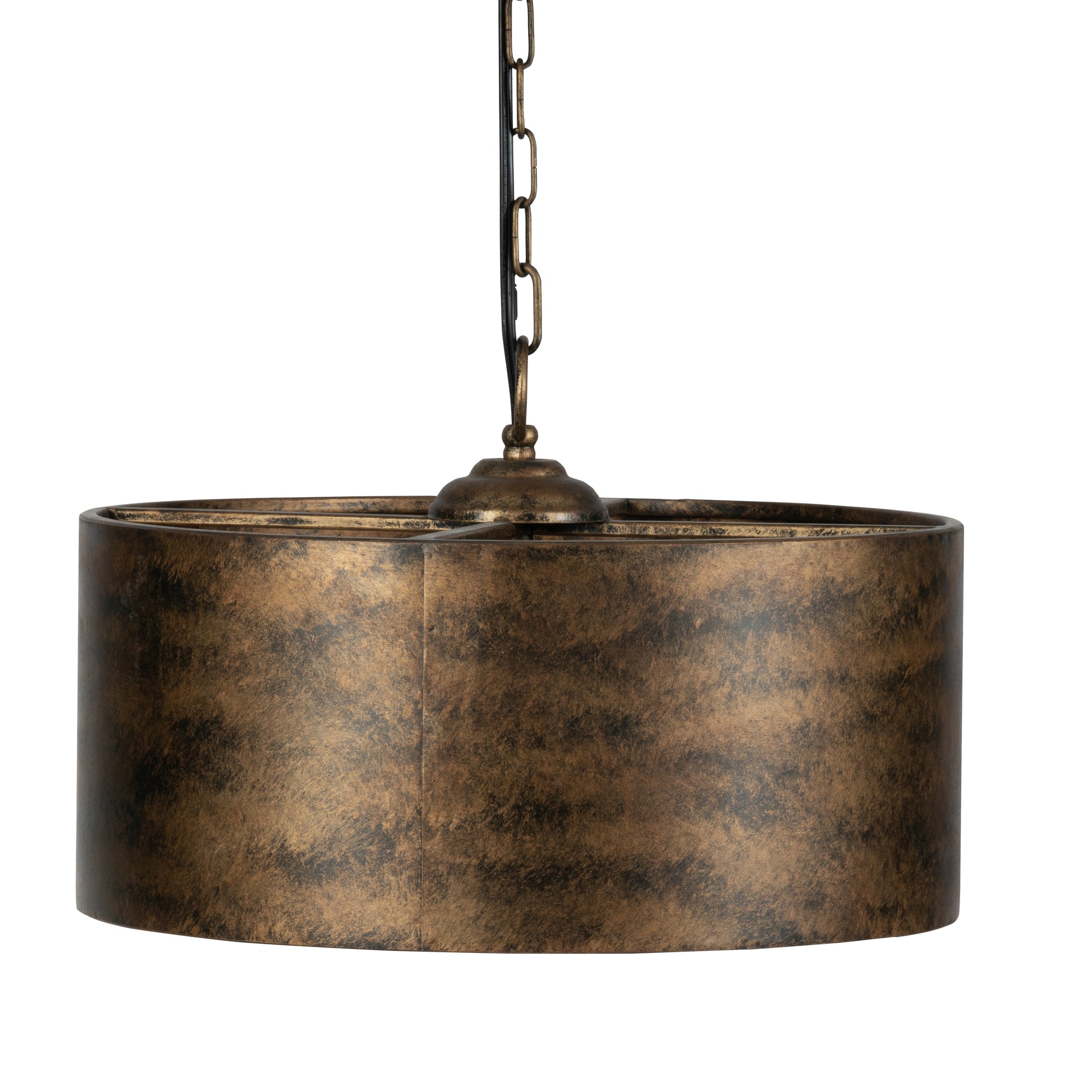 16 Inch 3 Light Chandelier, Round, Iron Frame, Rustic Brushed Bronze Finish — Chic Home-Decor