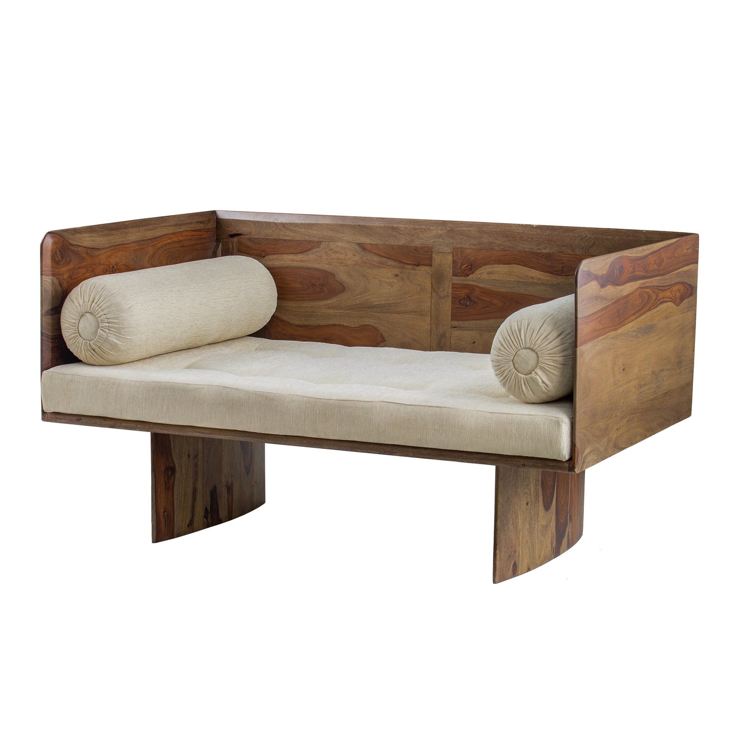 Enid 55 Inch Two Seater Sofa Bench, Modern Rustic Wood Frame, Brown — Chic Home-Decor