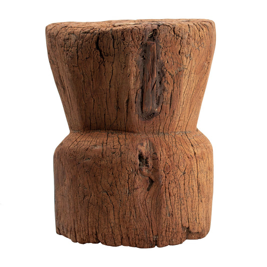 14 Inch Stool Table, Rustic Style, Tree Log Design, Distressed Wood Brown — Chic Home-Decor