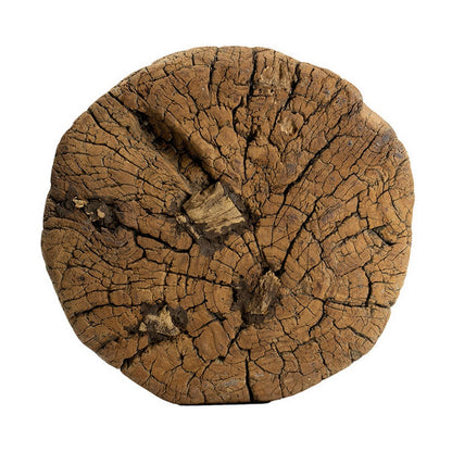 14 Inch Stool Table, Rustic Style, Tree Log Design, Distressed Wood Brown