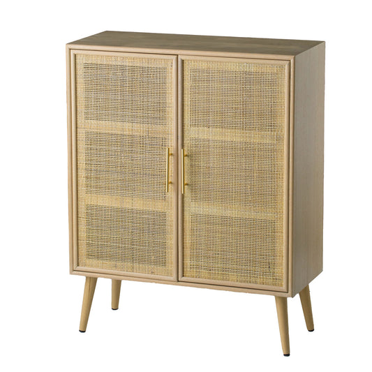 Dana 40 Inch Storage Cabinet, Wood Frame, 2 Shelves, 2 Rattan Doors, Brown — Chic Home-Decor