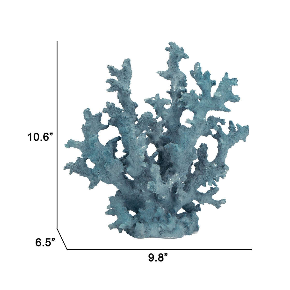 Pax 11 Inch Faux Coral Accent Decor for Tabletops, Powder Blue Polyresin