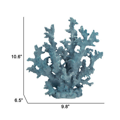 Pax 11 Inch Faux Coral Accent Decor for Tabletops, Powder Blue Polyresin