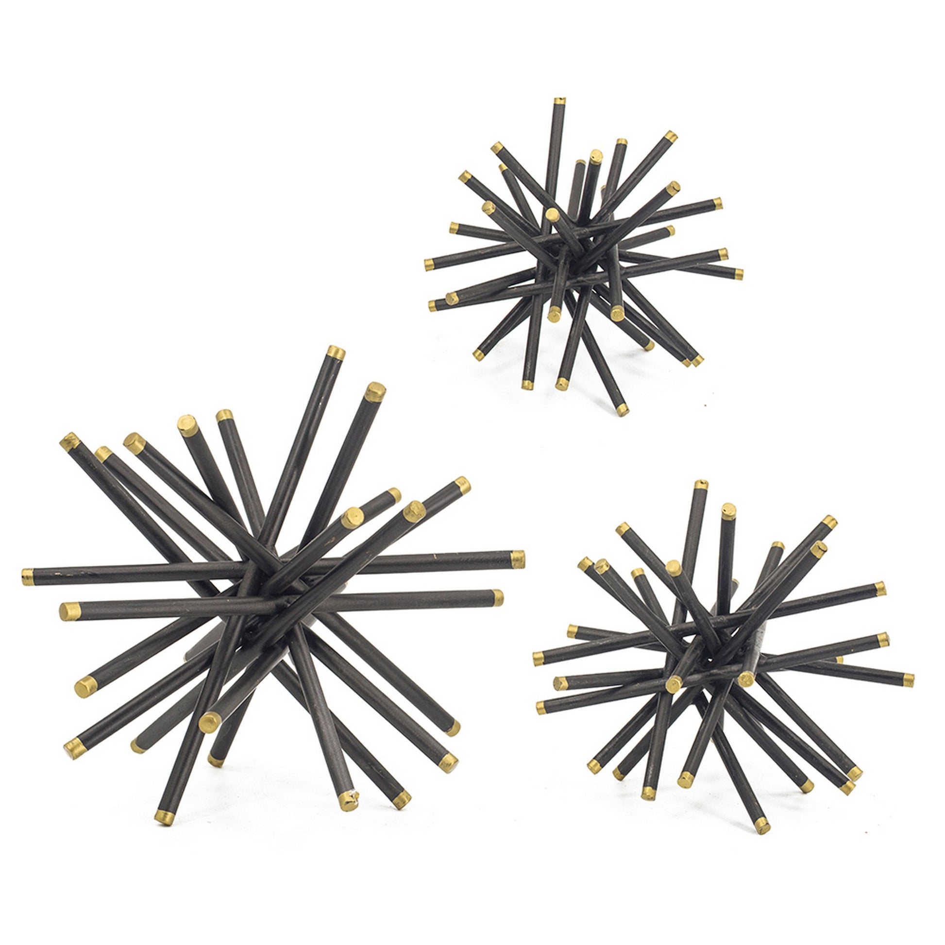 11, 8, 6 Inch Table Top Decorative Abstract Statuettes Set of 3, Black Gold — Chic Home-Decor