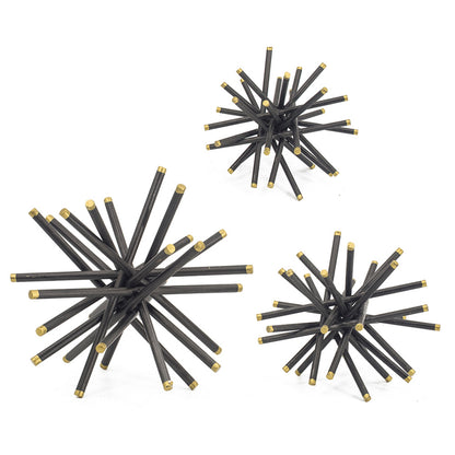 11, 8, 6 Inch Table Top Decorative Abstract Statuettes Set of 3, Black Gold — Chic Home-Decor