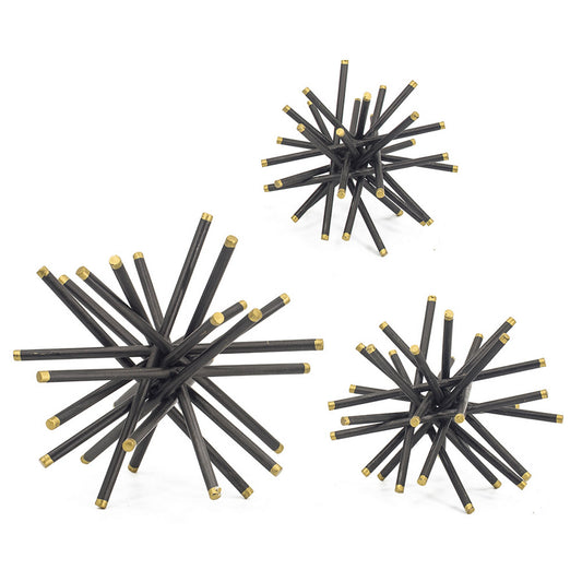 11, 8, 6 Inch Table Top Decorative Abstract Statuettes Set of 3, Black Gold — Chic Home-Decor