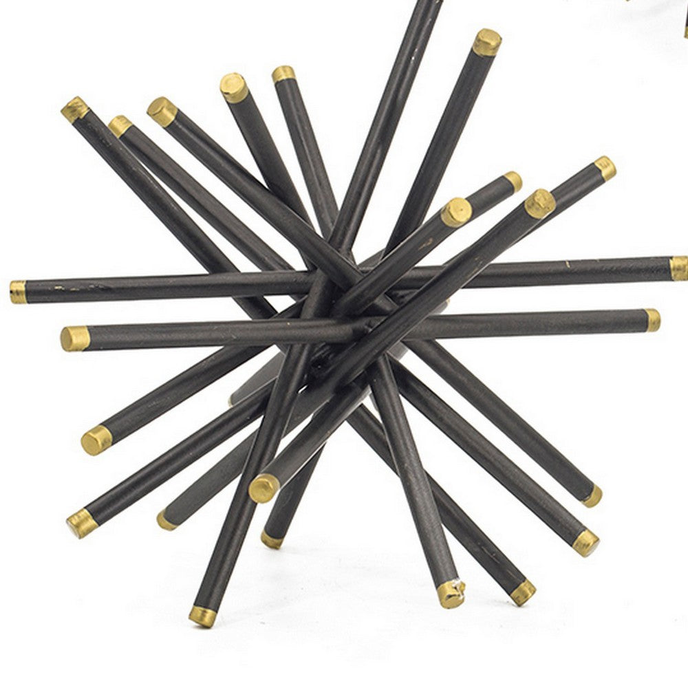 11, 8, 6 Inch Table Top Decorative Abstract Statuettes Set of 3, Black Gold
