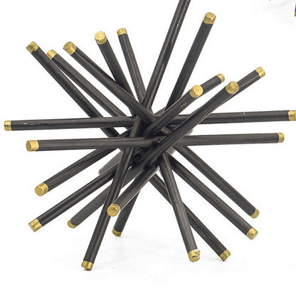 11, 8, 6 Inch Table Top Decorative Abstract Statuettes Set of 3, Black Gold