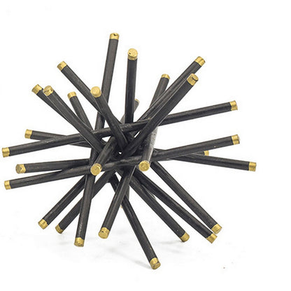 11, 8, 6 Inch Table Top Decorative Abstract Statuettes Set of 3, Black Gold