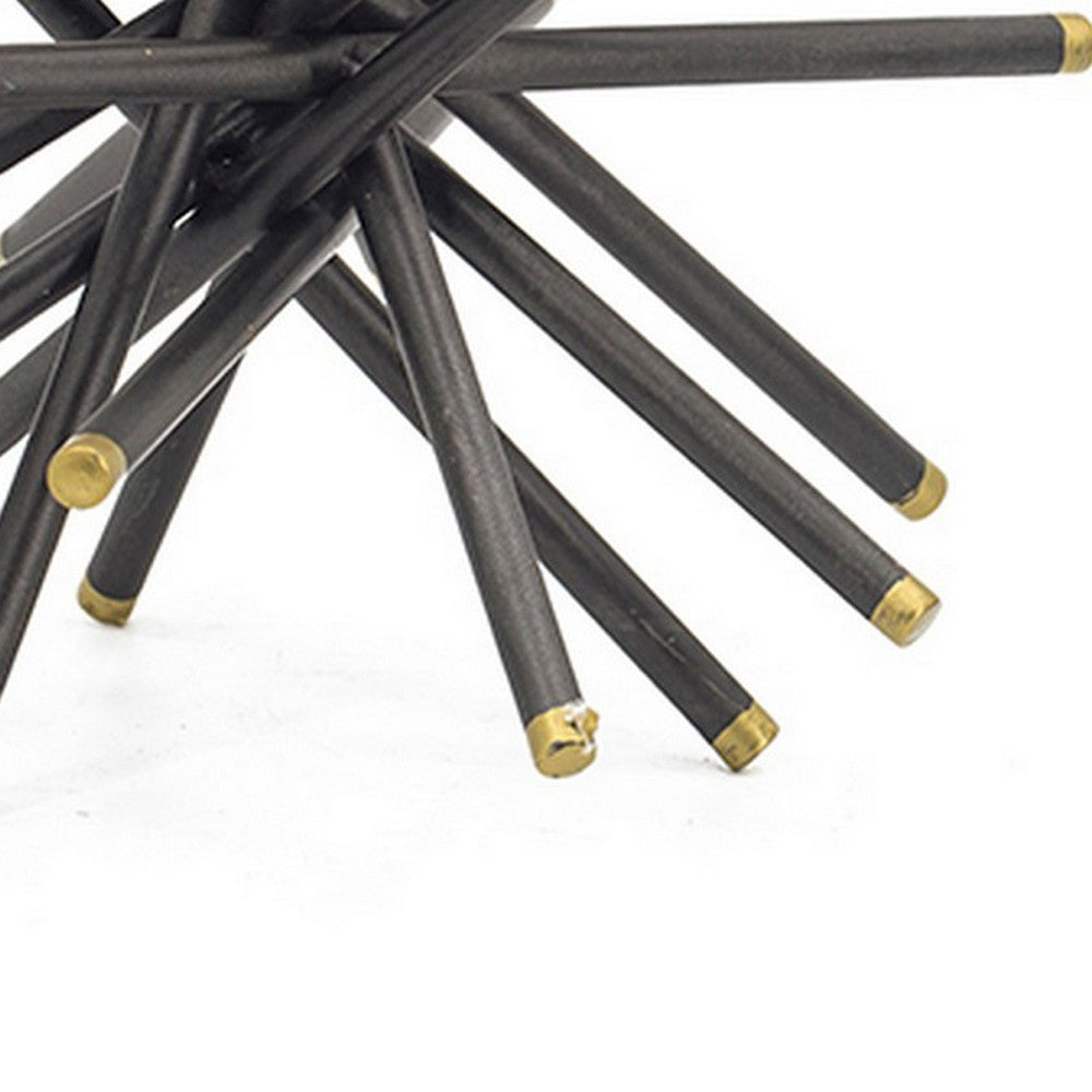 11, 8, 6 Inch Table Top Decorative Abstract Statuettes Set of 3, Black Gold