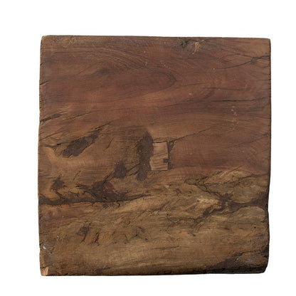 20 Inch Accent Table, Rustic Pillar Pedestal with Scrolled Carvings, Brown