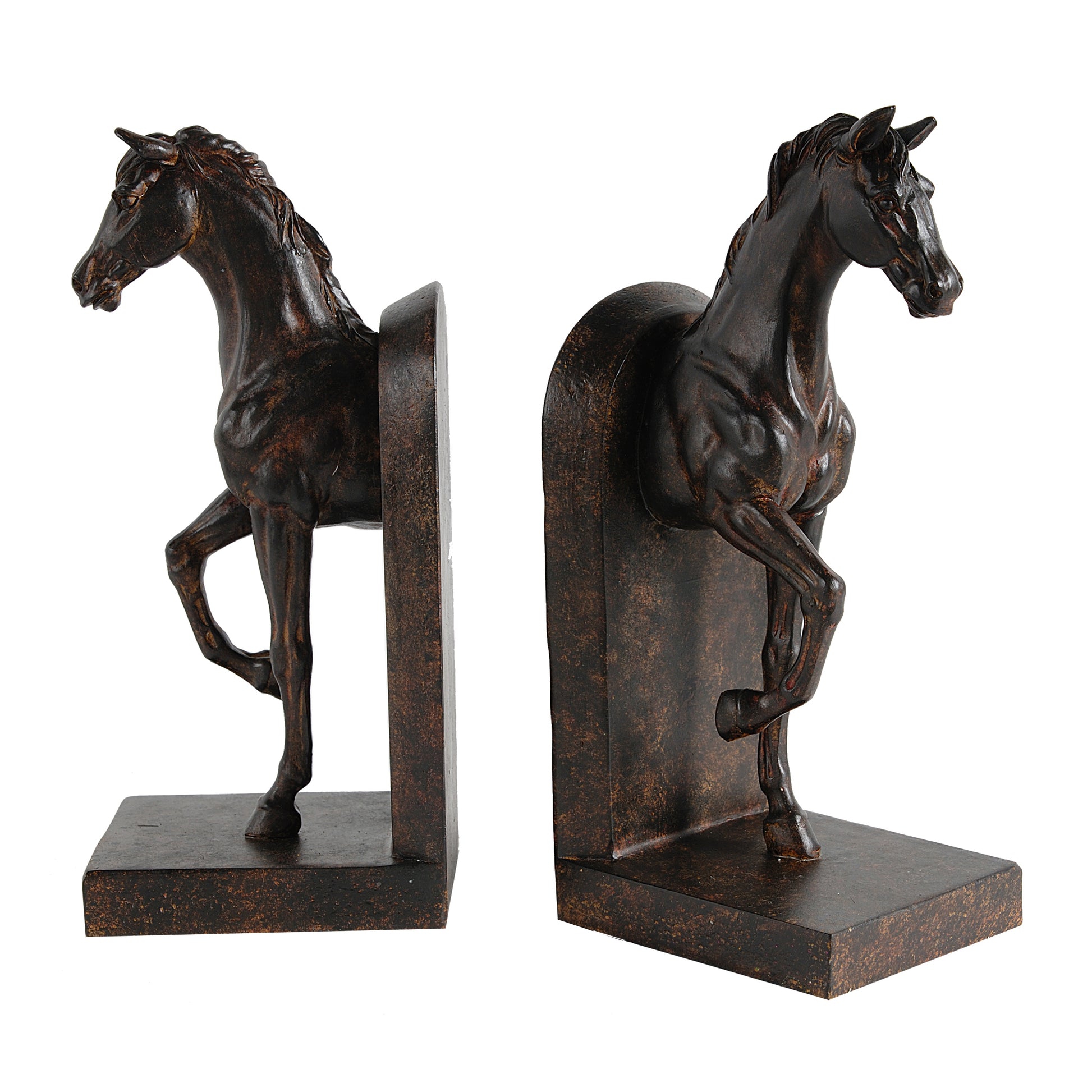 11 Inch Modern Bookend, Trotting Horse FIgurines, Artisanal Black Finish — Chic Home-Decor