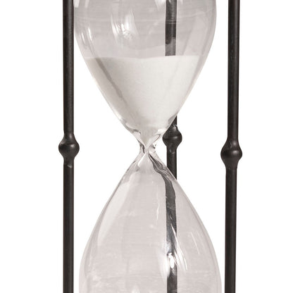 17 Inch Hourglass Accent Decor, Striking and Stylish Black Metal Frame