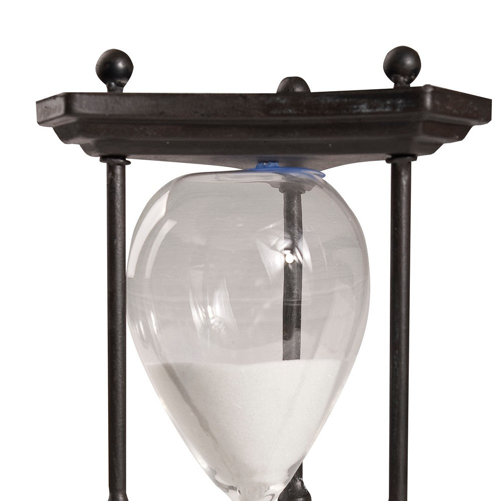 17 Inch Hourglass Accent Decor, Striking and Stylish Black Metal Frame
