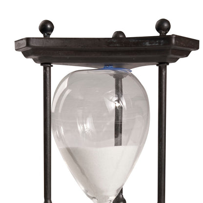 17 Inch Hourglass Accent Decor, Striking and Stylish Black Metal Frame