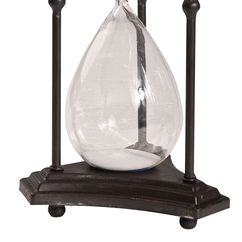 17 Inch Hourglass Accent Decor, Striking and Stylish Black Metal Frame