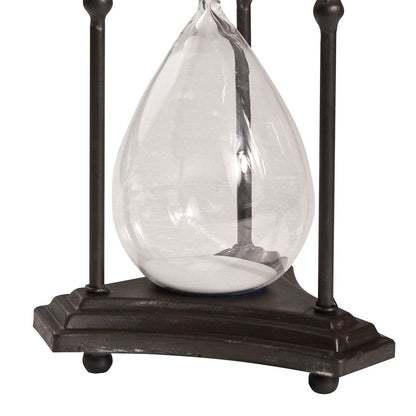 17 Inch Hourglass Accent Decor, Striking and Stylish Black Metal Frame