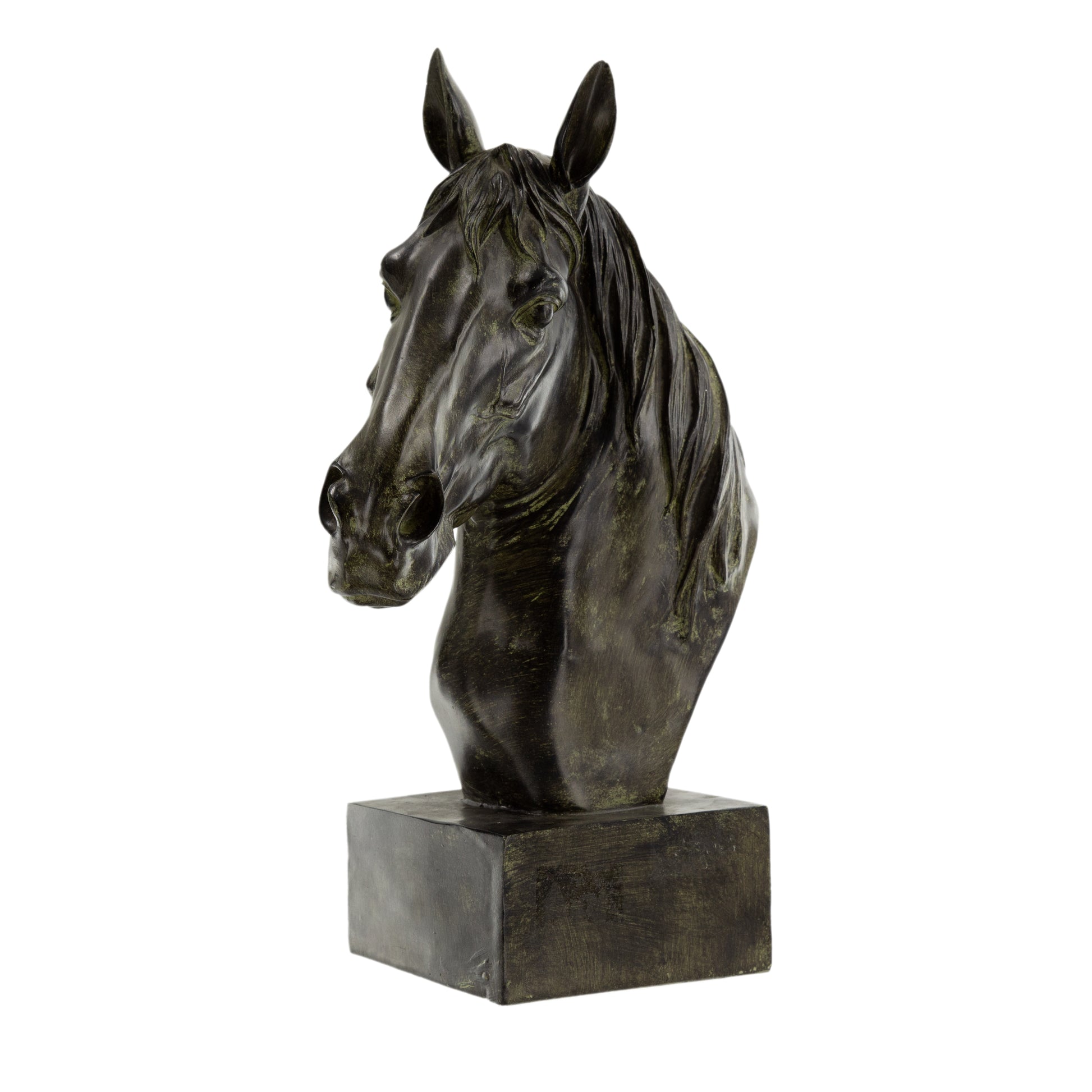 16 Inch Modern Decorative Figurine Sculpture, Horse Bust, Black Polyresin — Chic Home-Decor