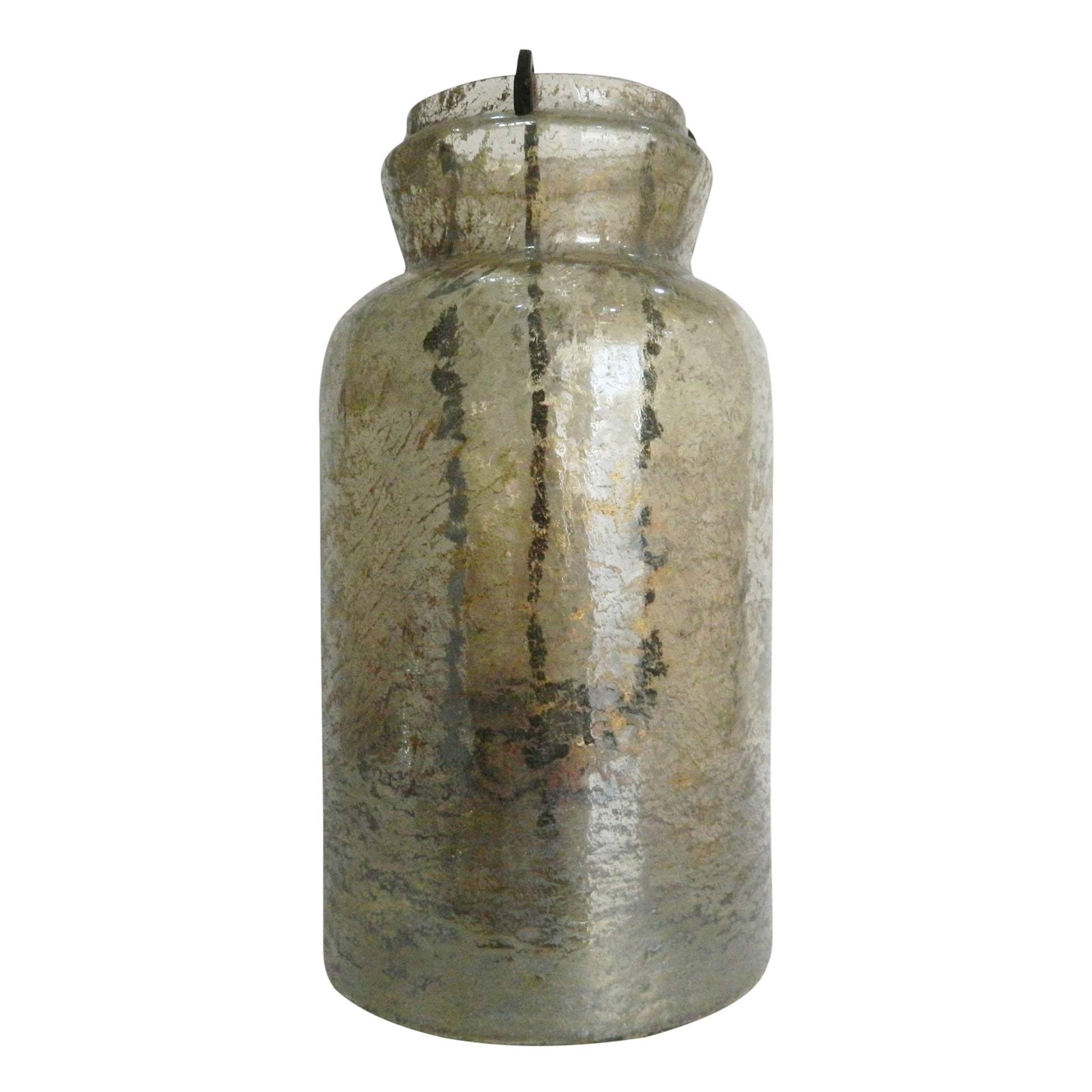 15 Inch Classic Candle Holder, Rustic Glass Jar, Farmhouse Design, Brown — Chic Home-Decor