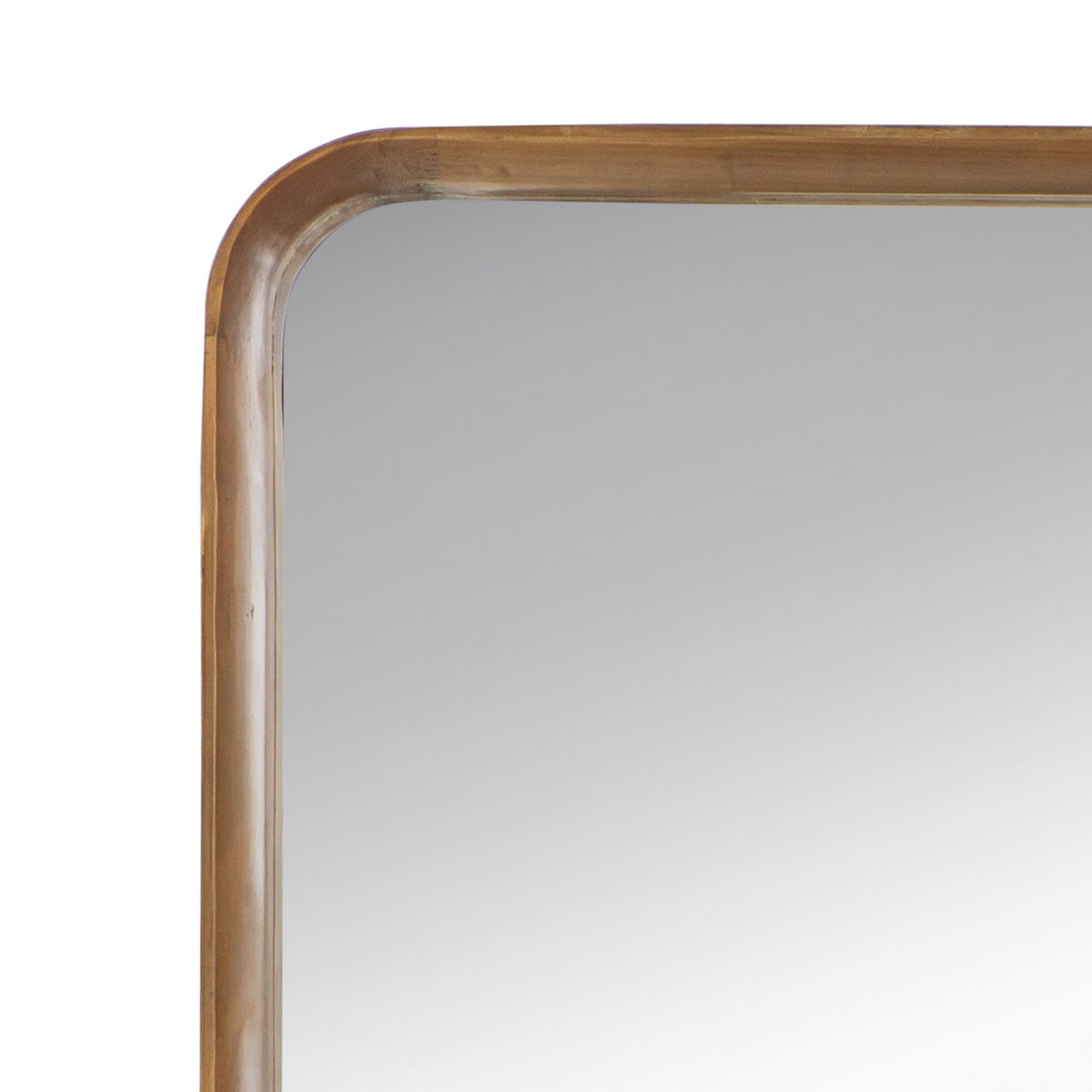 Roe 32 Inch Wall Mirror, Brown Curved Pine Wood Frame, Minimalistic