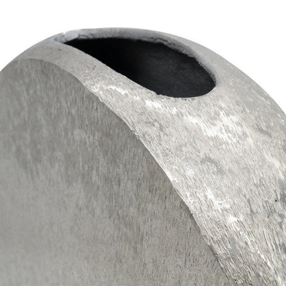 15 Inch Modern Decorative Vase, Round, Silver Finished Aluminum Frame