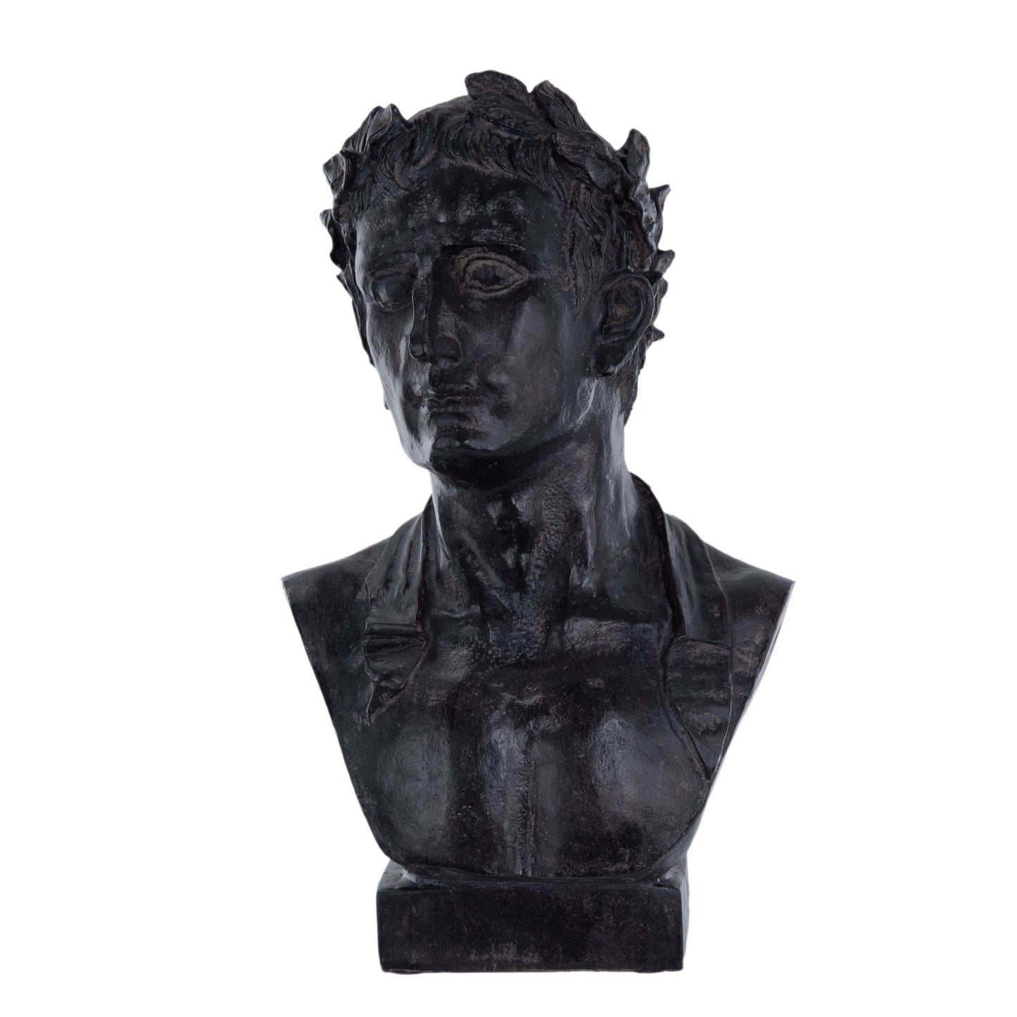 11 Inch Resin Atticus Bust Statue in Hand Painted Modern Matte Black FInish — Chic Home-Decor