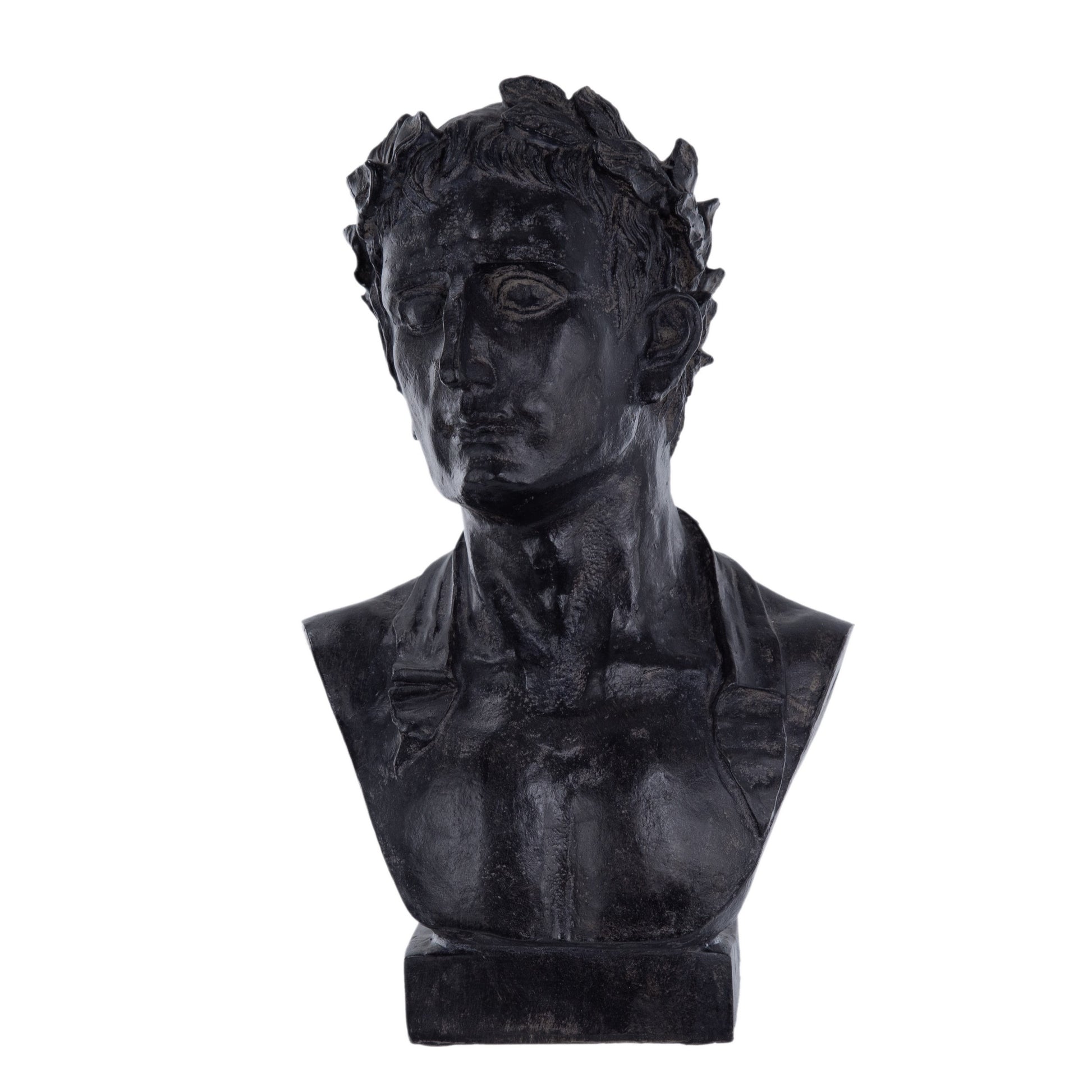 11 Inch Resin Atticus Bust Statue in Hand Painted Modern Matte Black FInish — Chic Home-Decor