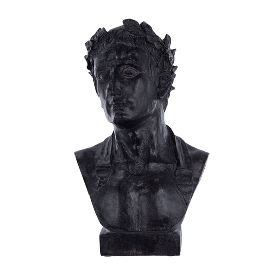 11 Inch Resin Atticus Bust Statue in Hand Painted Modern Matte Black FInish — Chic Home-Decor