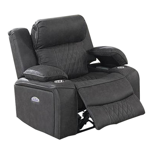 Xiu 38 Inch Power Recliner Chair, USB Port, Storage, Gray Faux Leather — Chic Home-Decor
