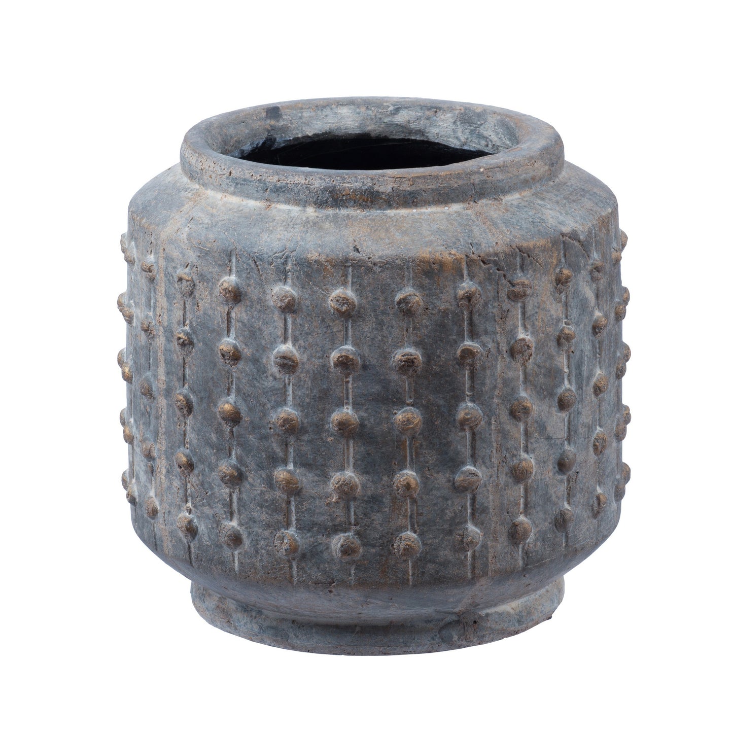 8 Inch Ceramic Planter, Round Curved Bubbled Texture, Weathered Gray Finish — Chic Home-Decor