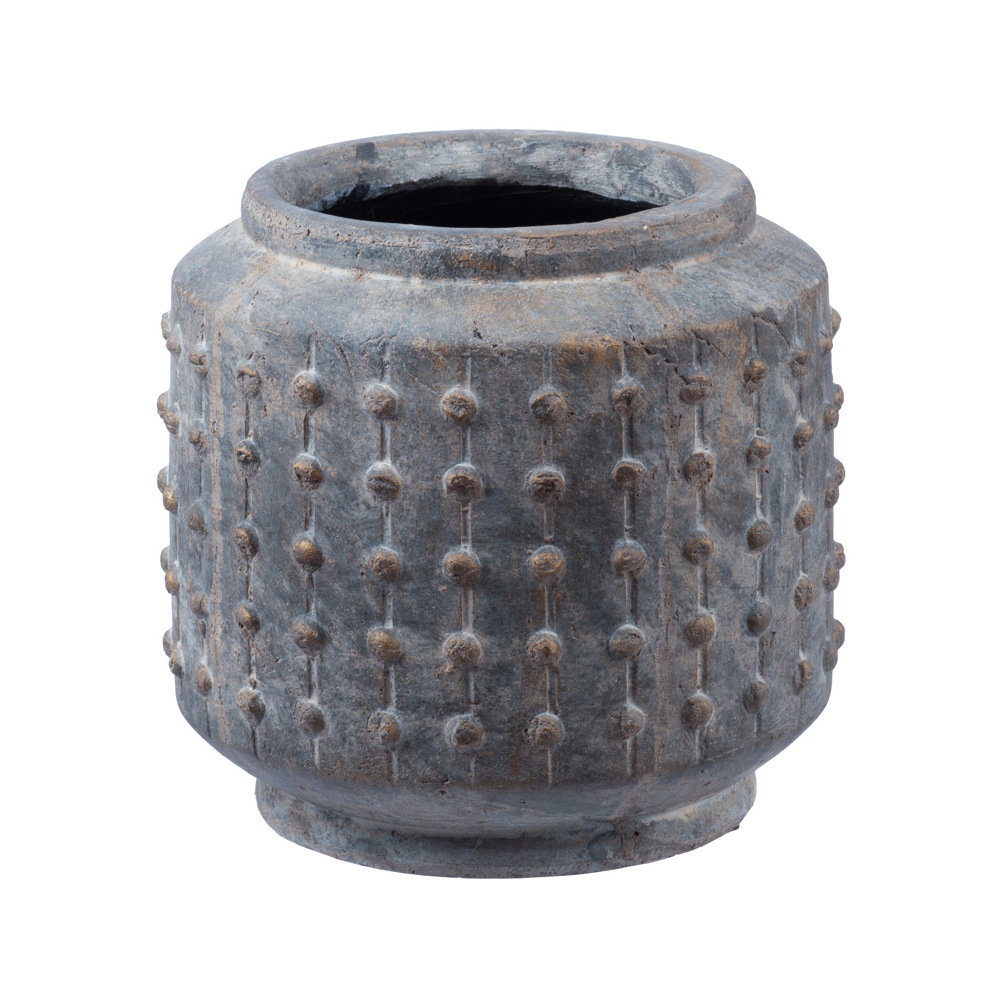 8 Inch Ceramic Planter, Round Curved Bubbled Texture, Weathered Gray Finish — Chic Home-Decor