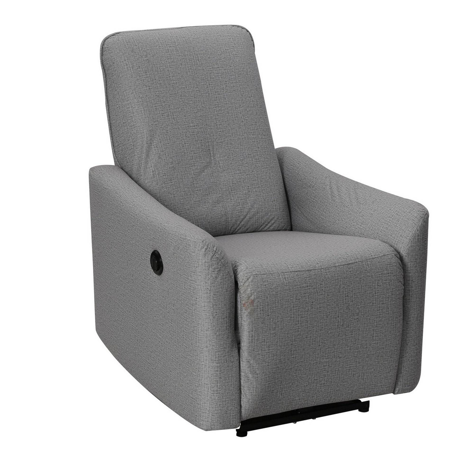 35 Inch Modern Power Recliner Chair, Touch Control Button, Gray Fabric — Chic Home-Decor