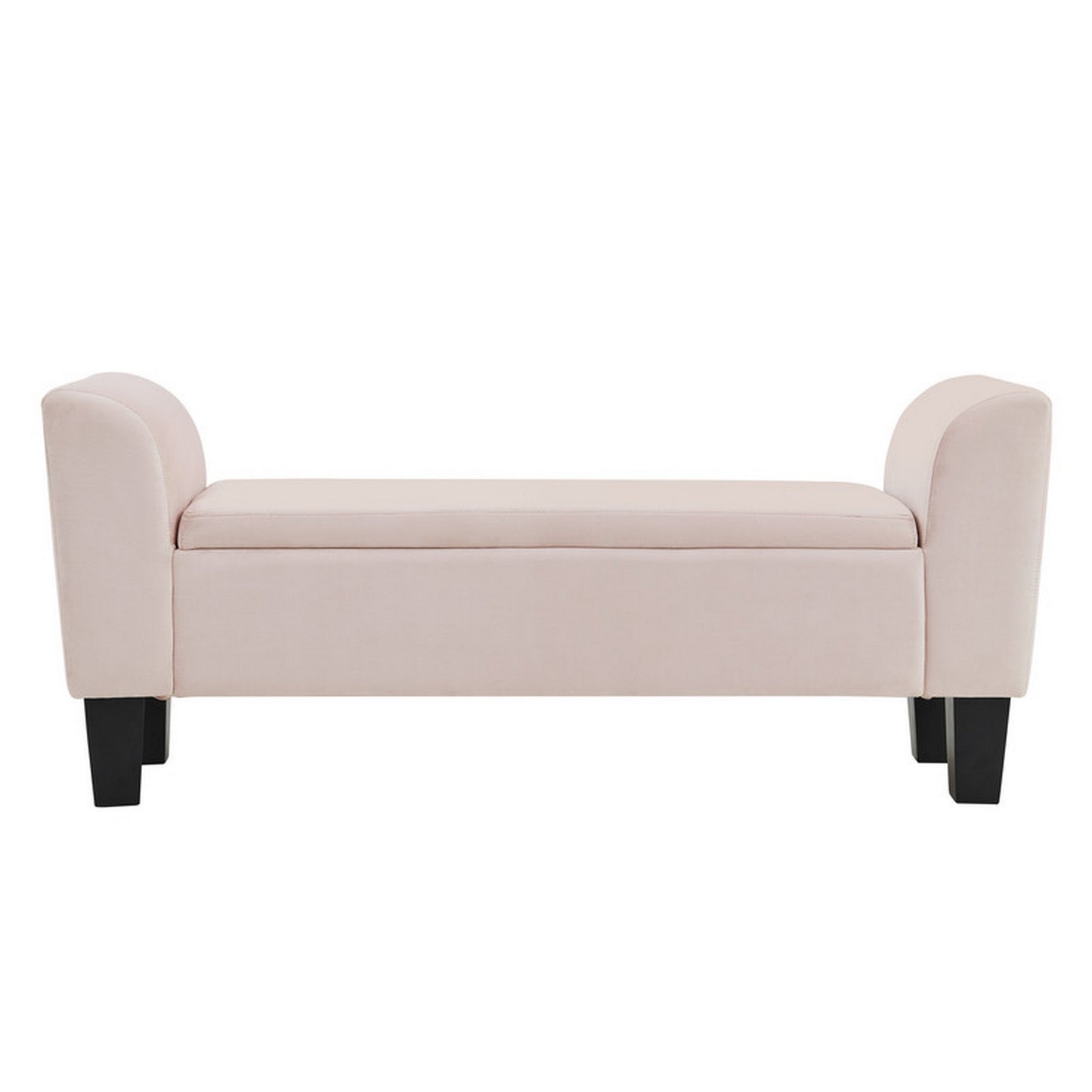 Cesar 55 Inch Ottoman Bench with Storage, Padded, Curved Arms, Pink Velvet — Chic Home-Decor