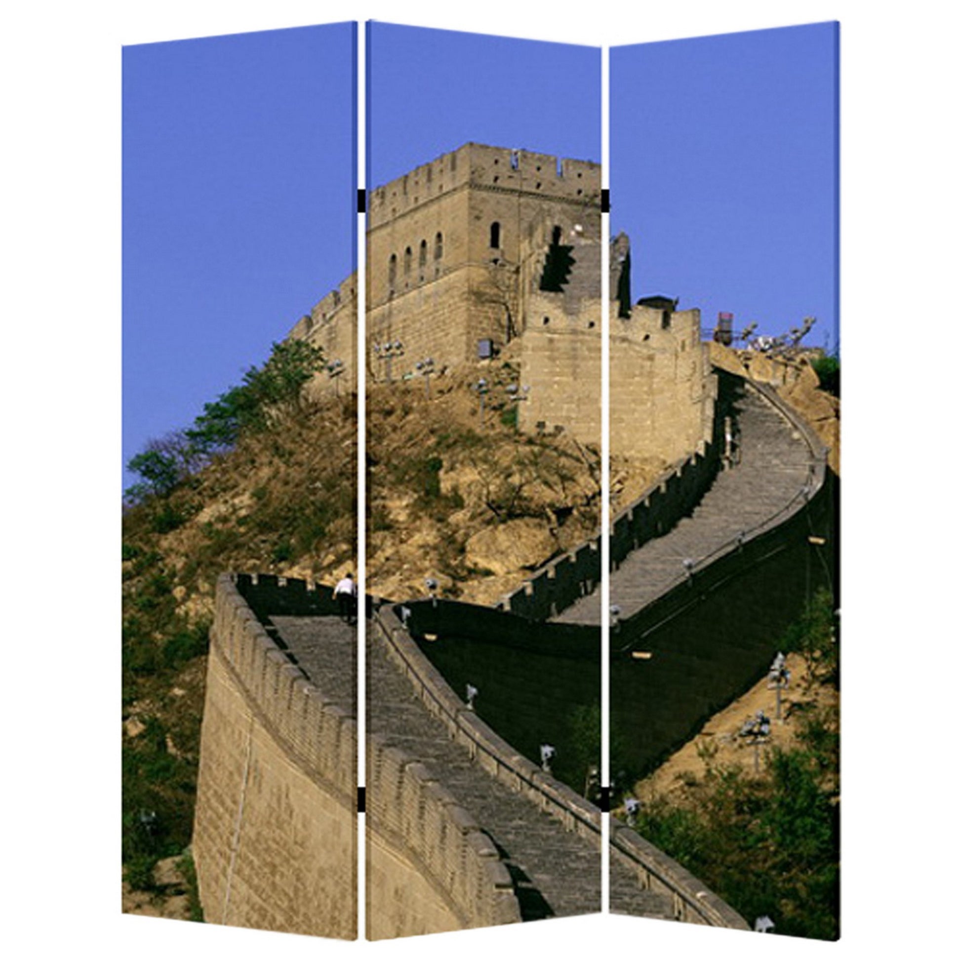Brar 71 Inch 3 Panel Canvas Screen, Great Wall of China Print, Multicolor — Chic Home-Decor