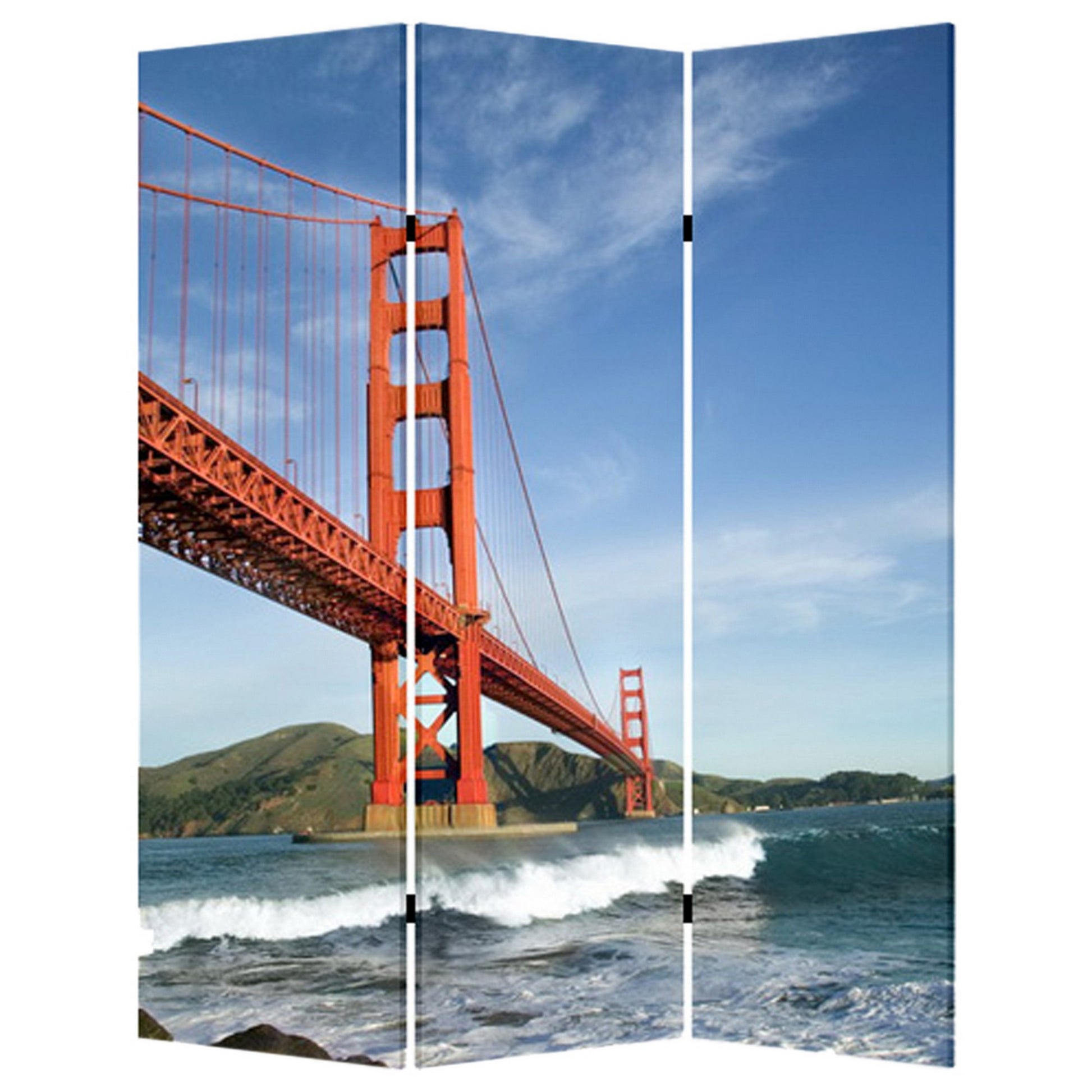 Brar 71 Inch 3 Panel Canvas Screen, San Francisco, Golden Gate Bridge — Chic Home-Decor