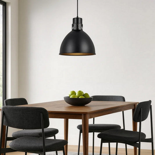 Nico 10 Inch Modern Pendent Light with Bronze Metal Shade, Clean SIlhouette