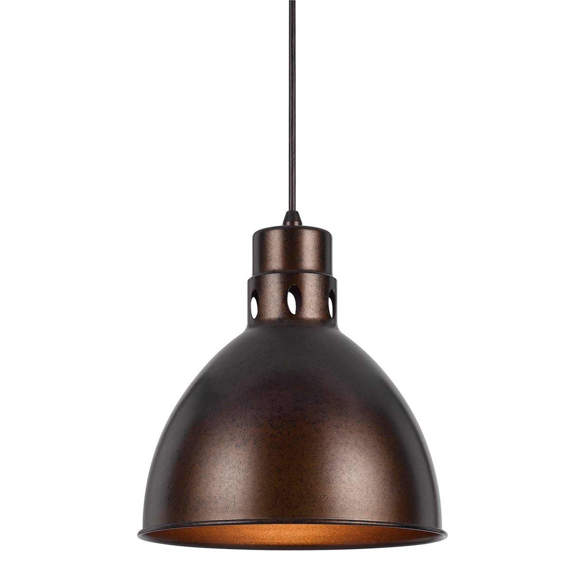Nico 10 Inch Modern Pendent Light, Rust Brown Metal Shade, Clean SIlhouette — Chic Home-Decor
