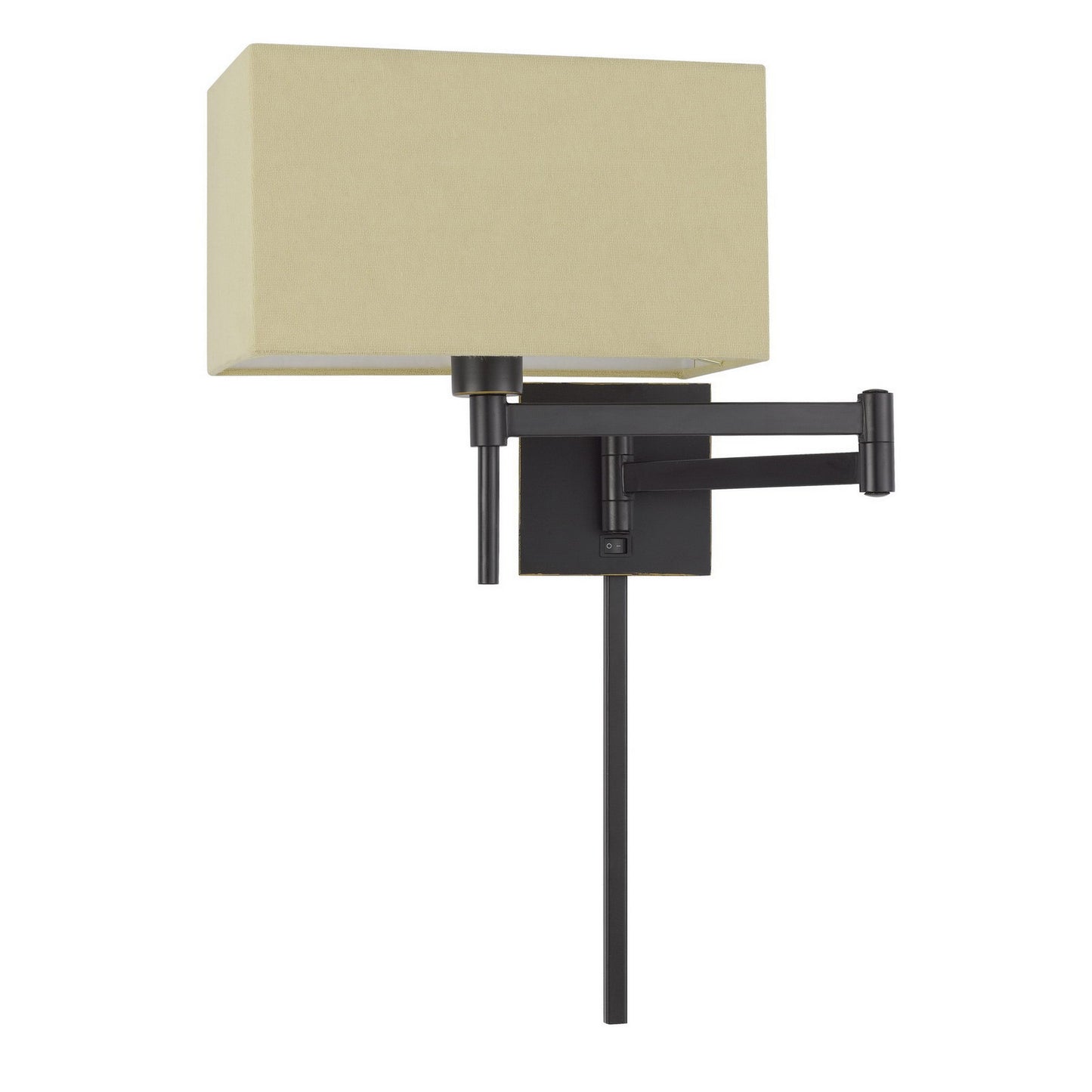 Nash 26 Inch Wall Lamp, Hardback Ivory Fabric Shade, Bronze Color Swing Arm — Chic Home-Decor