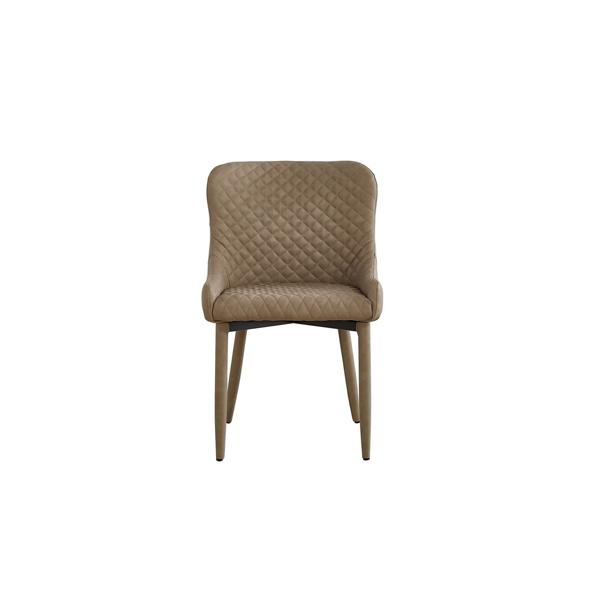 Tom 16 Inch Modern Dining Chair, Set of 4, Beige Vegan Faux Leather, Metal Legs