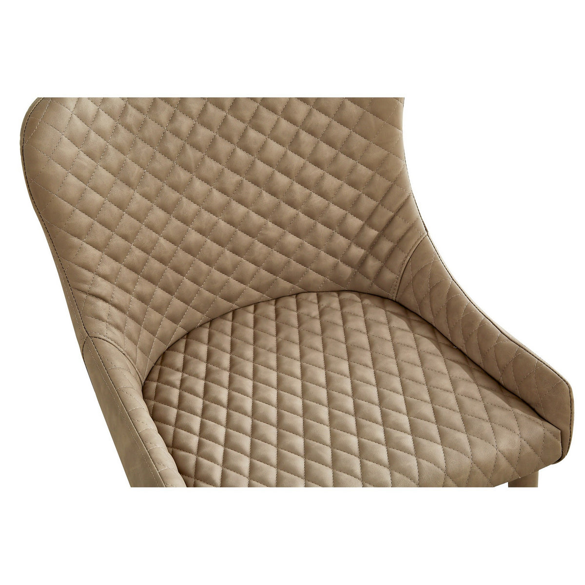 Tom 16 Inch Modern Dining Chair, Set of 4, Beige Vegan Faux Leather, Metal Legs