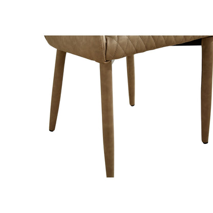 Tom 16 Inch Modern Dining Chair, Set of 4, Beige Vegan Faux Leather, Metal Legs