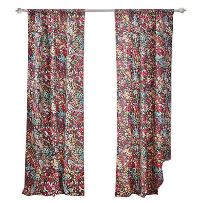 Burges 84 Inch Window Panel Curtain, Red and Pink Reed Print