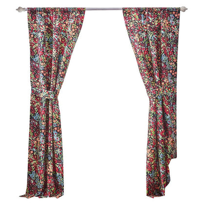 Burges 84 Inch Window Panel Curtain, Red and Pink Reed Print
