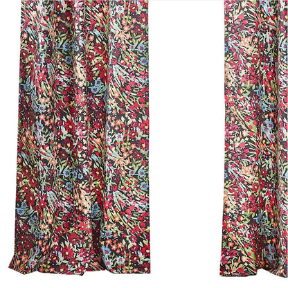 Burges 84 Inch Window Panel Curtain, Red and Pink Reed Print