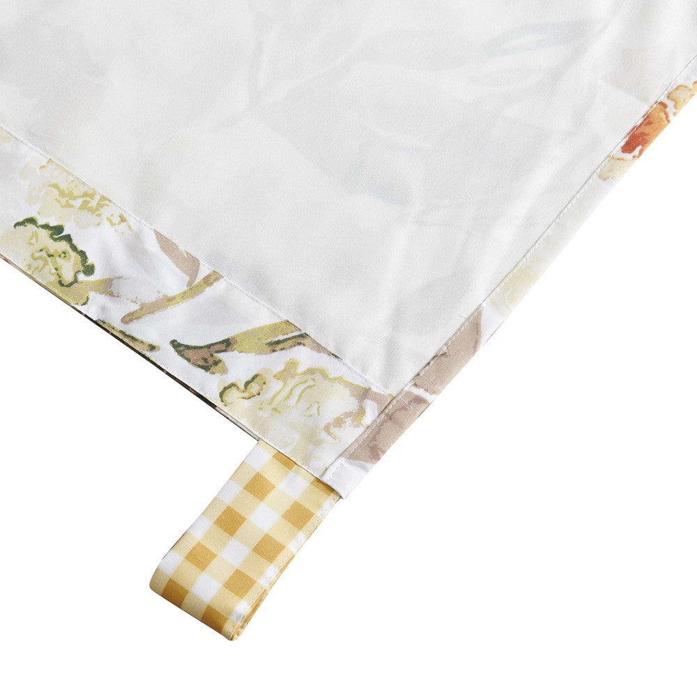 Kelsa Set of 2 Panel Curtains with Watercolor Sunflowers, Ruffled