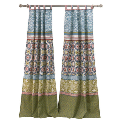 Kaw Set of 2 Panel Curtains, Multicolor Geometric Patterns, Polyester