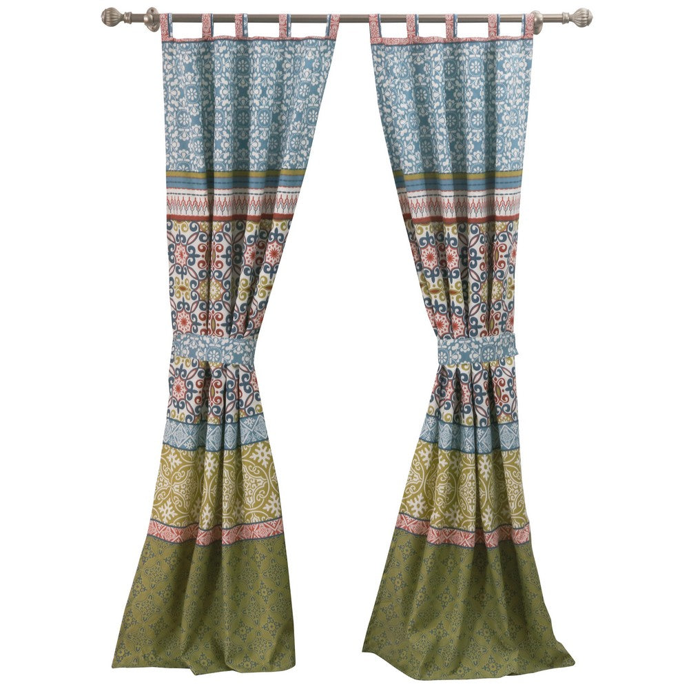 Kaw Set of 2 Panel Curtains, Multicolor Geometric Patterns, Polyester