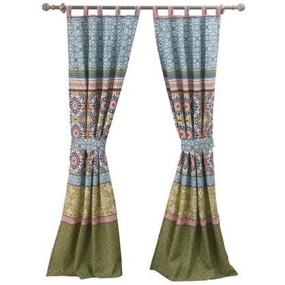 Kaw Set of 2 Panel Curtains, Multicolor Geometric Patterns, Polyester