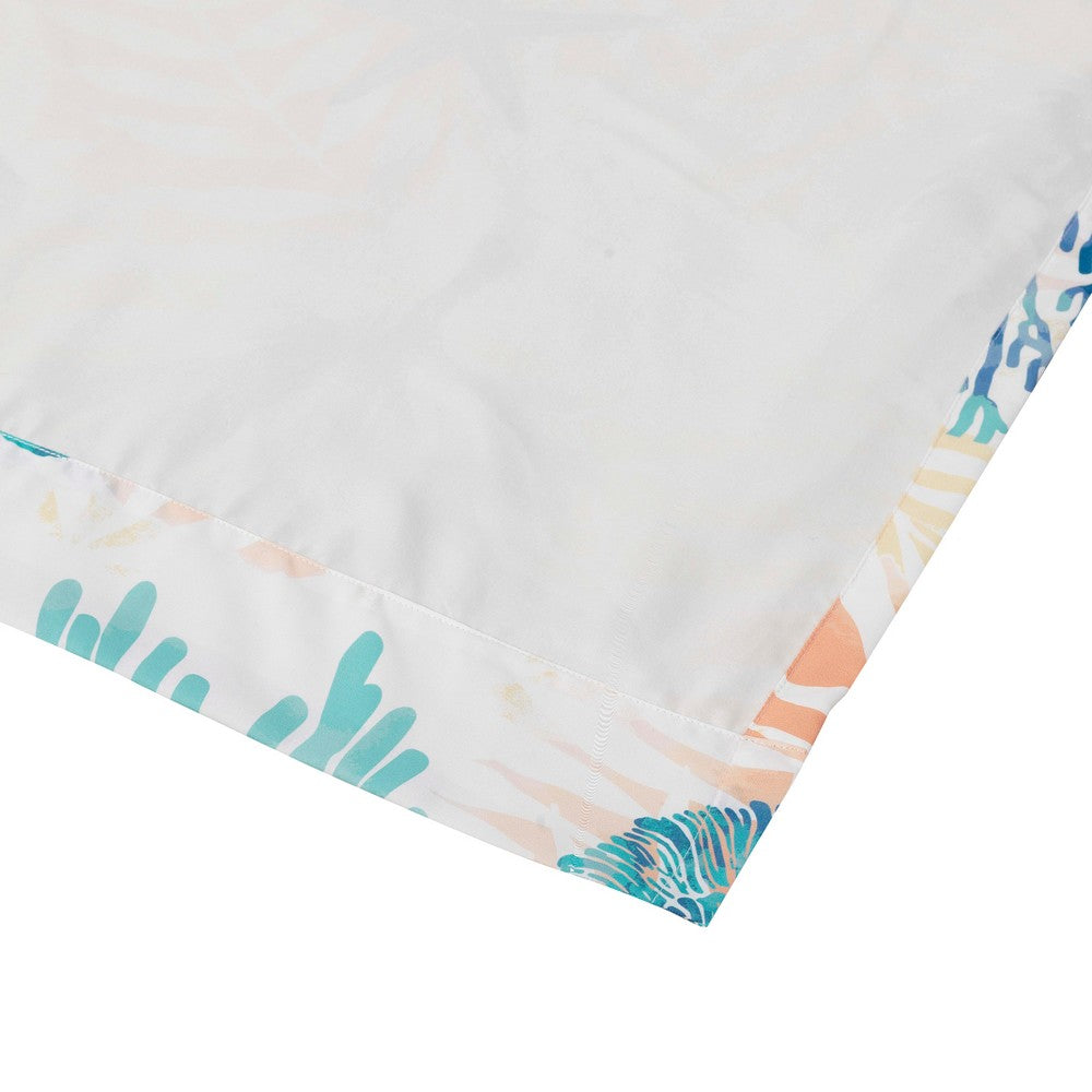 Geo 84 Inch Window Curtains, White Blue Polyester