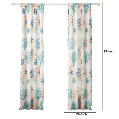 Geo 84 Inch Window Curtains, White Blue Polyester